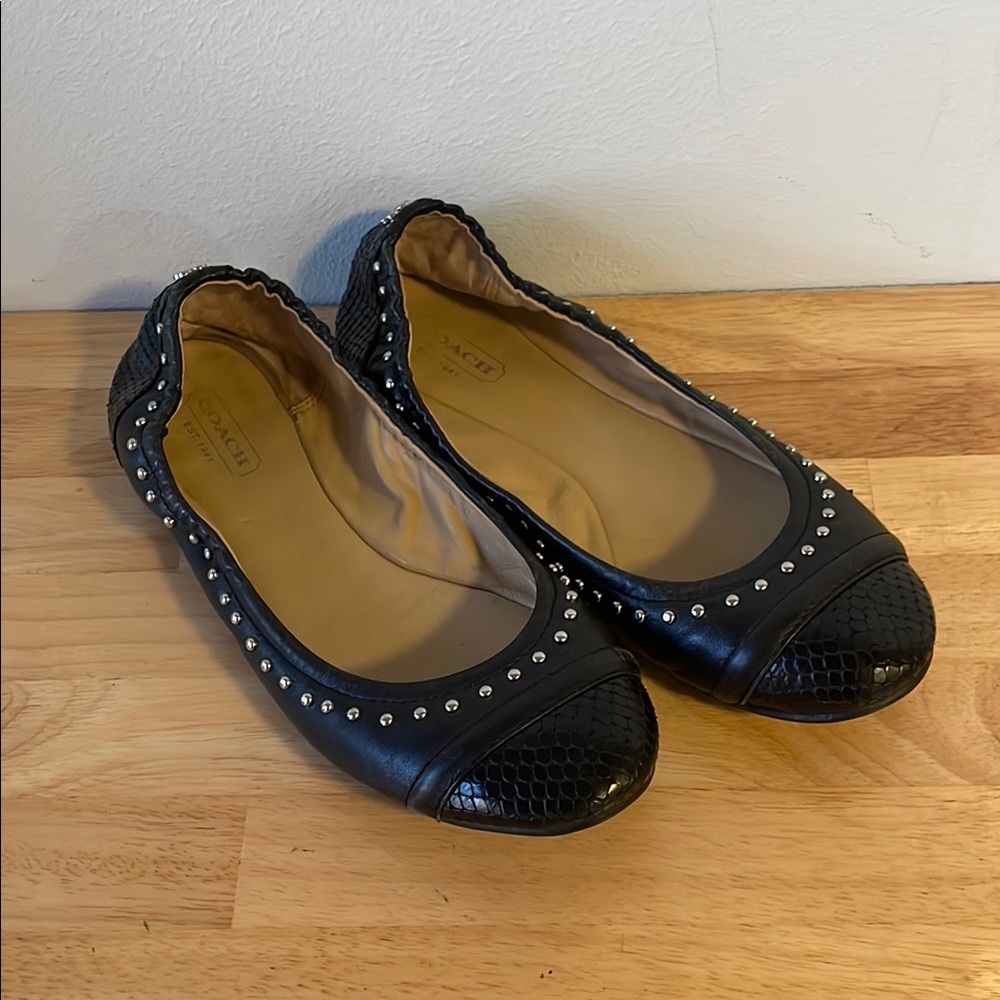 Coach Studded Black Flats